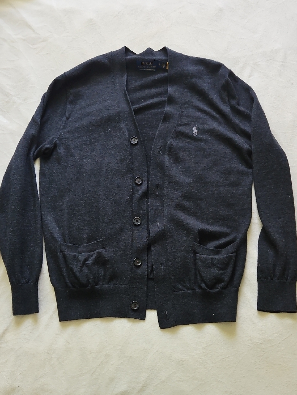 Polo by Ralph Lauren Men's Navy V-Neck Button Cardigan